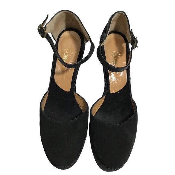 Tuckernuck Castaner Black Suede Espadrilles Jute Wrap Platform Heel Shoe Size 39 - Picture 2 of 15